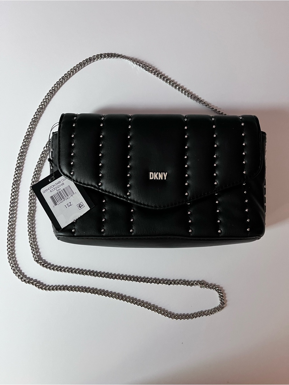 NWT DKNY Lexington Park Black Leather Clutch Shoulder Bag
